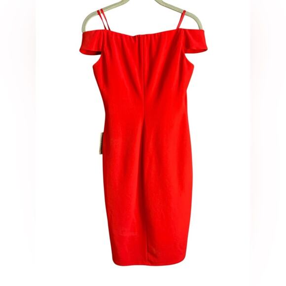 Eliza J Red Off-Shoulder Sheath Cocktail Dress size 6 - Picture 4 of 11